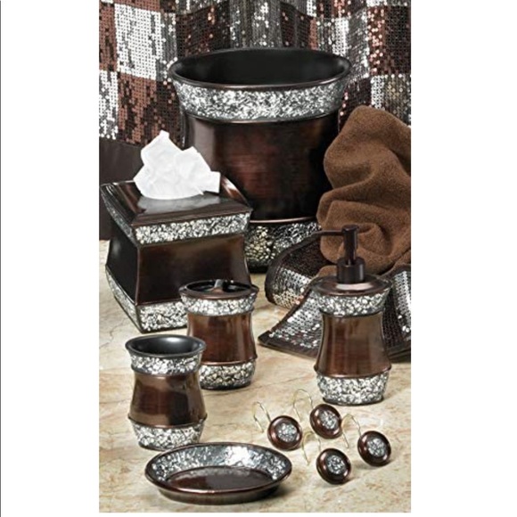 Elite Toothbrush Holder Bronze Glass Crystal Trim - Picture 3 of 6